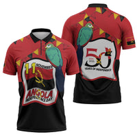 Happy Angola Zipper Polo Shirt 50 Years of Independence - Wonder Print Shop