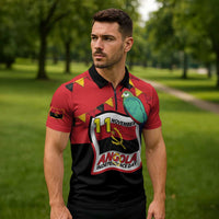 Happy Angola Zipper Polo Shirt 50 Years of Independence - Wonder Print Shop