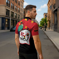 Happy Angola Zipper Polo Shirt 50 Years of Independence - Wonder Print Shop