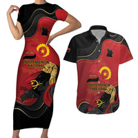 Personalized Angola Independence Day Couples Matching Short Sleeve Bodycon Dress and Hawaiian Shirt Virtue Is Stronger When United - Wonder Print Shop