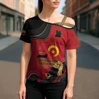 Personalized Angola Independence Day Cross Shoulder Shirt Virtue Is Stronger When United - Wonder Print Shop