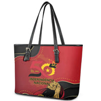 Angola Independence Day Leather Tote Bag Virtue Is Stronger When United - Wonder Print Shop