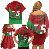 Morocco Green March Day Family Matching Off Shoulder Short Dress and Hawaiian Shirt One People - One Nation - Wonder Print Shop
