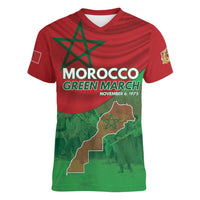 Morocco Green March Day Women V-Neck T-Shirt One People - One Nation - Wonder Print Shop