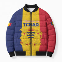 Personalized Chad Bomber Puffer Jacket Coat Of Arms - Flag Style - Wonder Print Shop