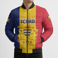Personalized Chad Bomber Puffer Jacket Coat Of Arms - Flag Style - Wonder Print Shop