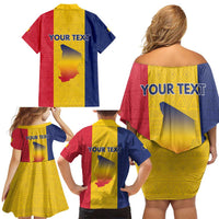 Personalized Chad Family Matching Off Shoulder Short Dress and Hawaiian Shirt Coat Of Arms - Flag Style - Wonder Print Shop