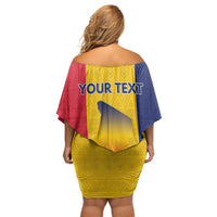 Personalized Chad Family Matching Off Shoulder Short Dress and Hawaiian Shirt Coat Of Arms - Flag Style - Wonder Print Shop