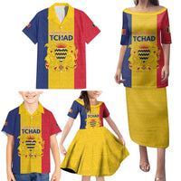 Personalized Chad Family Matching Puletasi and Hawaiian Shirt Coat Of Arms - Flag Style - Wonder Print Shop