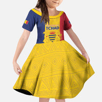 Personalized Chad Family Matching Short Sleeve Bodycon Dress and Hawaiian Shirt Coat Of Arms - Flag Style - Wonder Print Shop