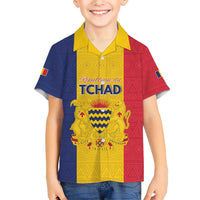 Personalized Chad Family Matching Short Sleeve Bodycon Dress and Hawaiian Shirt Coat Of Arms - Flag Style - Wonder Print Shop