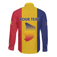 Personalized Chad Long Sleeve Button Shirt Coat Of Arms - Flag Style - Wonder Print Shop