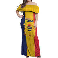 Personalized Chad Off Shoulder Maxi Dress Coat Of Arms - Flag Style - Wonder Print Shop