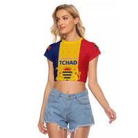 Personalized Chad Raglan Cropped T Shirt Coat Of Arms - Flag Style - Wonder Print Shop