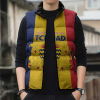 Personalized Chad Sleeveless Puffer Jacket Coat Of Arms - Flag Style - Wonder Print Shop