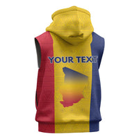 Personalized Chad Sleeveless Zip Hoodie Coat Of Arms - Flag Style - Wonder Print Shop
