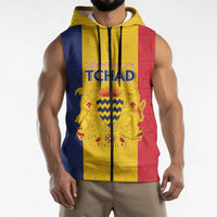 Personalized Chad Sleeveless Zip Hoodie Coat Of Arms - Flag Style - Wonder Print Shop