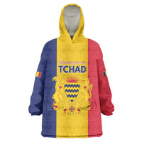Personalized Chad Wearable Blanket Hoodie Coat Of Arms - Flag Style - Wonder Print Shop