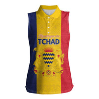 Personalized Chad Women Sleeveless Polo Shirt Coat Of Arms - Flag Style - Wonder Print Shop