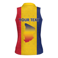 Personalized Chad Women Sleeveless Polo Shirt Coat Of Arms - Flag Style - Wonder Print Shop