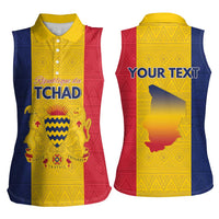 Personalized Chad Women Sleeveless Polo Shirt Coat Of Arms - Flag Style - Wonder Print Shop