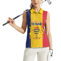 Personalized Chad Women Sleeveless Polo Shirt Coat Of Arms - Flag Style - Wonder Print Shop