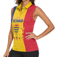 Personalized Chad Women Sleeveless Polo Shirt Coat Of Arms - Flag Style - Wonder Print Shop