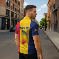 Personalized Chad Zipper Polo Shirt Coat Of Arms - Flag Style - Wonder Print Shop