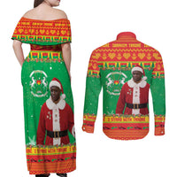 Burkina Faso Christmas Couples Matching Off Shoulder Maxi Dress and Long Sleeve Button Shirt I Stand With Traore - Wonder Print Shop