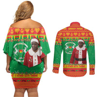 Burkina Faso Christmas Couples Matching Off Shoulder Short Dress and Long Sleeve Button Shirt I Stand With Traore - Wonder Print Shop