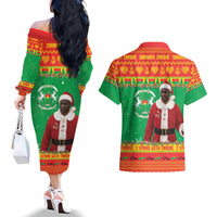 Burkina Faso Christmas Couples Matching Off The Shoulder Long Sleeve Dress and Hawaiian Shirt I Stand With Traore - Wonder Print Shop