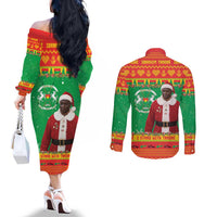 Burkina Faso Christmas Couples Matching Off The Shoulder Long Sleeve Dress and Long Sleeve Button Shirt I Stand With Traore - Wonder Print Shop