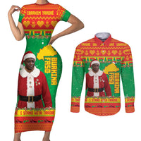 Burkina Faso Christmas Couples Matching Short Sleeve Bodycon Dress and Long Sleeve Button Shirt I Stand With Traore - Wonder Print Shop
