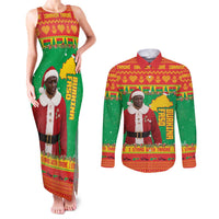 Burkina Faso Christmas Couples Matching Tank Maxi Dress and Long Sleeve Button Shirt I Stand With Traore - Wonder Print Shop