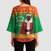 Burkina Faso Christmas Kimono Sleeve Blouse I Stand With Traore - Wonder Print Shop