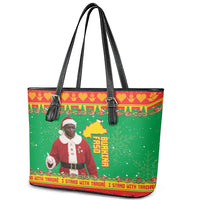 Burkina Faso Christmas Leather Tote Bag I Stand With Traore - Wonder Print Shop
