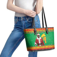 Burkina Faso Christmas Leather Tote Bag I Stand With Traore - Wonder Print Shop