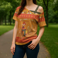 Funny Christmas F Caw F Chicken Cross Shoulder Shirt Merry Craw Mas - Wonder Print Shop