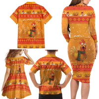 Funny Christmas F Caw F Chicken Family Matching Long Sleeve Bodycon Dress and Hawaiian Shirt Merry Craw Mas - Wonder Print Shop