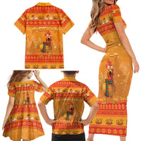 Funny Christmas F Caw F Chicken Family Matching Short Sleeve Bodycon Dress and Hawaiian Shirt Merry Craw Mas - Wonder Print Shop