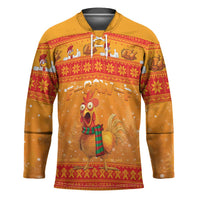 Funny Christmas F Caw F Chicken Hockey Jersey Merry Craw Mas - Wonder Print Shop