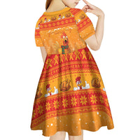 Funny Christmas F Caw F Chicken Kid Short Sleeve Dress Merry Craw Mas - Wonder Print Shop