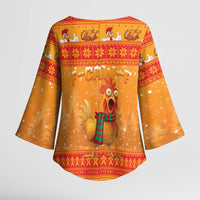Funny Christmas F Caw F Chicken Kimono Sleeve Blouse Merry Craw Mas - Wonder Print Shop
