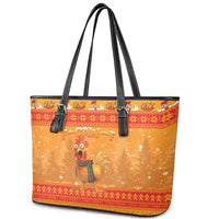 Funny Christmas F Caw F Chicken Leather Tote Bag Merry Craw Mas - Wonder Print Shop