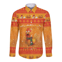 Funny Christmas F Caw F Chicken Long Sleeve Button Shirt Merry Craw Mas - Wonder Print Shop