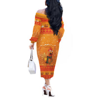 Funny Christmas F Caw F Chicken Off The Shoulder Long Sleeve Dress Merry Craw Mas - Wonder Print Shop