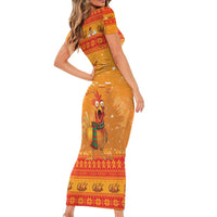Funny Christmas F Caw F Chicken Short Sleeve Bodycon Dress Merry Craw Mas - Wonder Print Shop