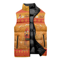 Funny Christmas F Caw F Chicken Sleeveless Puffer Jacket Merry Craw Mas - Wonder Print Shop