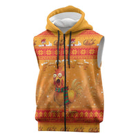 Funny Christmas F Caw F Chicken Sleeveless Zip Hoodie Merry Craw Mas - Wonder Print Shop