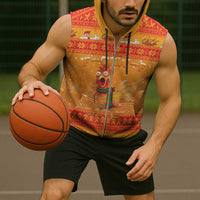 Funny Christmas F Caw F Chicken Sleeveless Zip Hoodie Merry Craw Mas - Wonder Print Shop